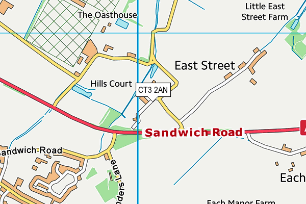 CT3 2AN map - OS VectorMap District (Ordnance Survey)