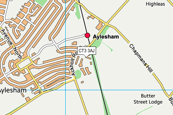 CT3 3AJ map - OS VectorMap District (Ordnance Survey)