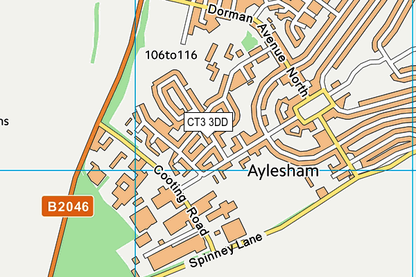 CT3 3DD map - OS VectorMap District (Ordnance Survey)