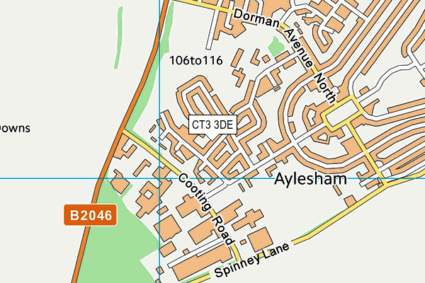 CT3 3DE map - OS VectorMap District (Ordnance Survey)