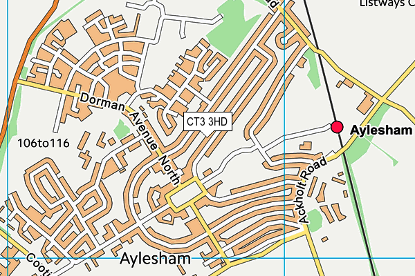 CT3 3HD map - OS VectorMap District (Ordnance Survey)