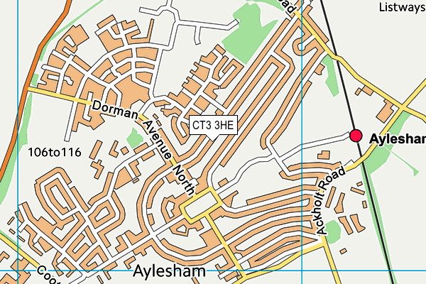 CT3 3HE map - OS VectorMap District (Ordnance Survey)