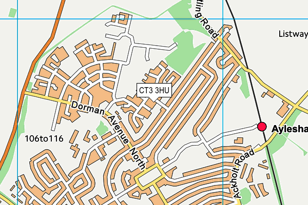 CT3 3HU map - OS VectorMap District (Ordnance Survey)