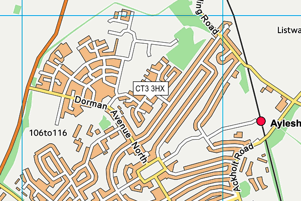 CT3 3HX map - OS VectorMap District (Ordnance Survey)