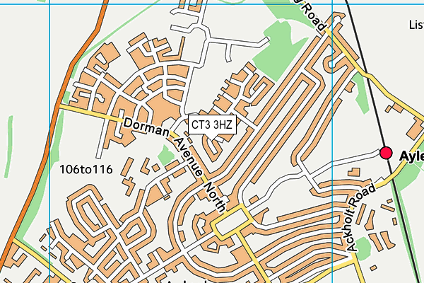 CT3 3HZ map - OS VectorMap District (Ordnance Survey)