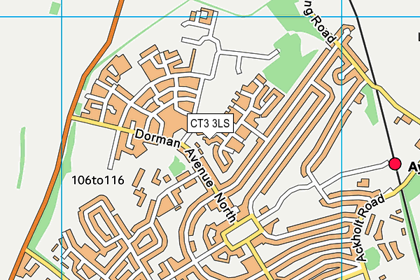 CT3 3LS map - OS VectorMap District (Ordnance Survey)