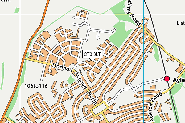 CT3 3LT map - OS VectorMap District (Ordnance Survey)