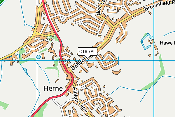 Herne Church of England Junior School map (CT6 7AL) - OS VectorMap District (Ordnance Survey)