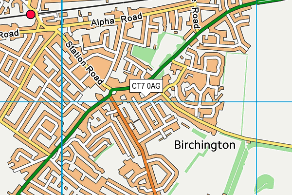 CT7 0AG map - OS VectorMap District (Ordnance Survey)