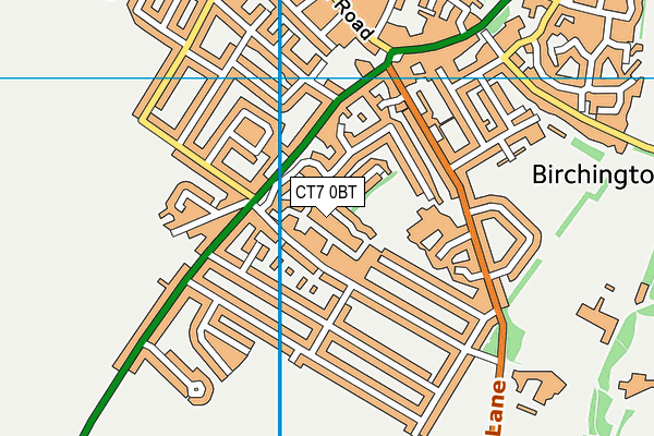 CT7 0BT map - OS VectorMap District (Ordnance Survey)