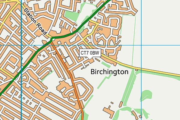 CT7 0BW map - OS VectorMap District (Ordnance Survey)