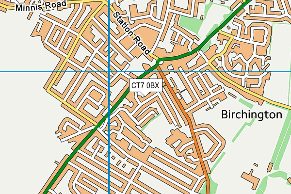 CT7 0BX map - OS VectorMap District (Ordnance Survey)