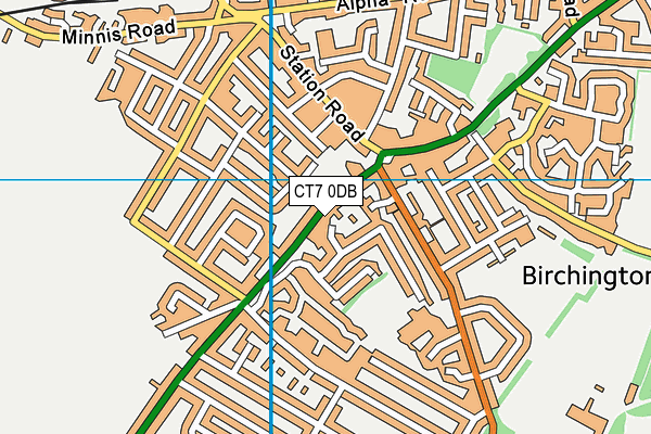 CT7 0DB map - OS VectorMap District (Ordnance Survey)