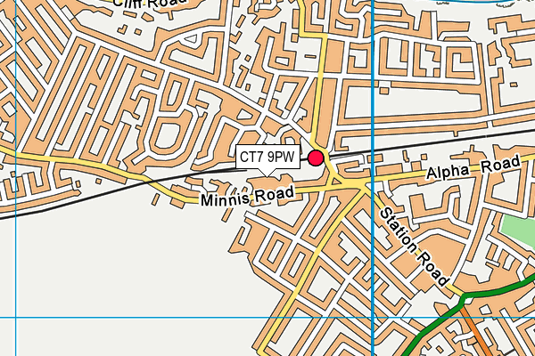 CT7 9PW map - OS VectorMap District (Ordnance Survey)