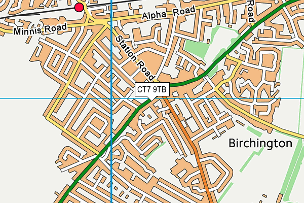 CT7 9TB map - OS VectorMap District (Ordnance Survey)