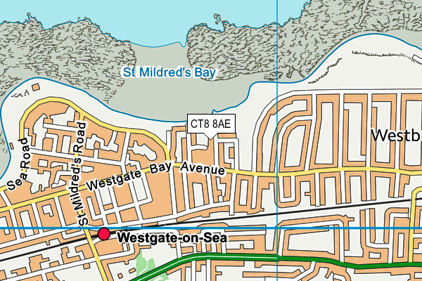 CT8 8AE map - OS VectorMap District (Ordnance Survey)
