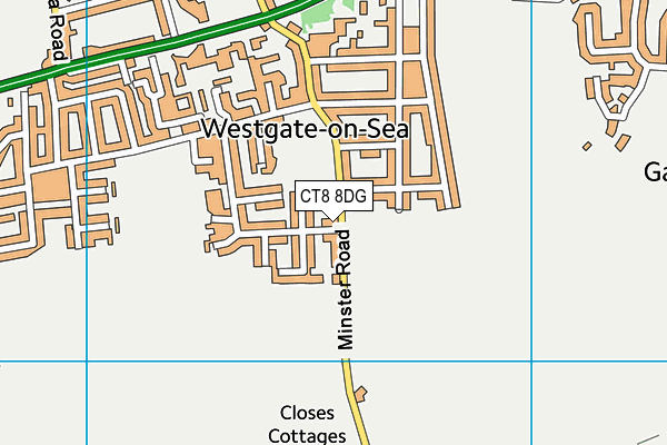 CT8 8DG map - OS VectorMap District (Ordnance Survey)