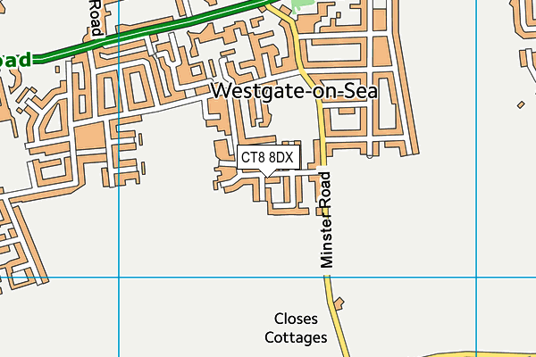 CT8 8DX map - OS VectorMap District (Ordnance Survey)