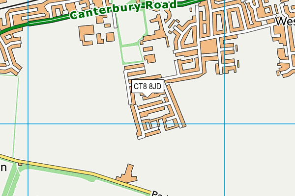 CT8 8JD map - OS VectorMap District (Ordnance Survey)