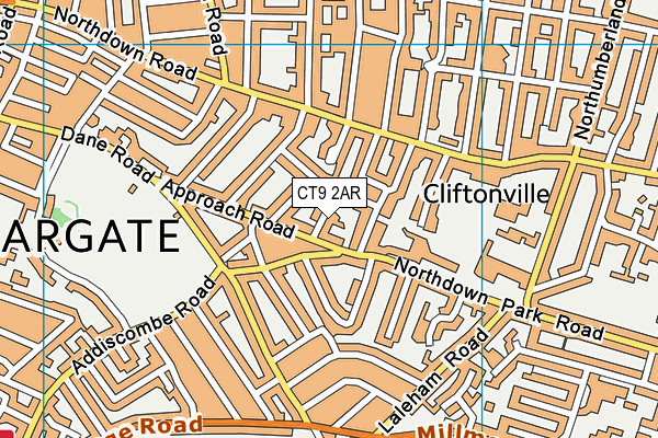 CT9 2AR map - OS VectorMap District (Ordnance Survey)