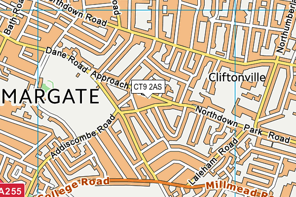 CT9 2AS map - OS VectorMap District (Ordnance Survey)