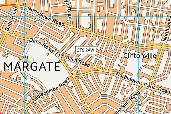 CT9 2AW map - OS VectorMap District (Ordnance Survey)