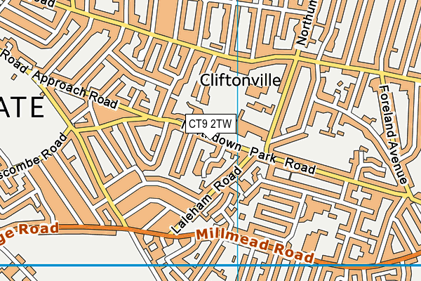 CT9 2TW map - OS VectorMap District (Ordnance Survey)