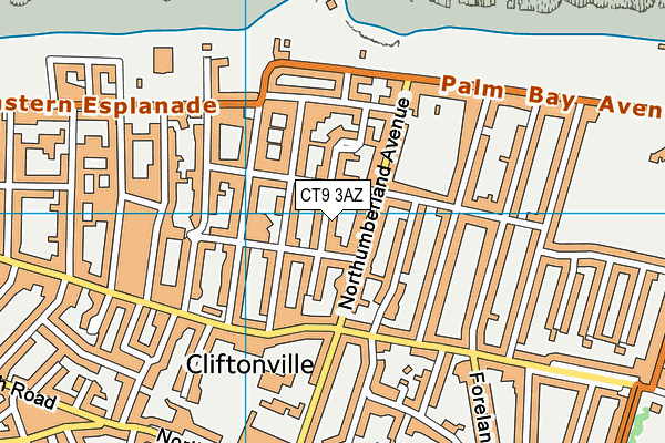 CT9 3AZ map - OS VectorMap District (Ordnance Survey)