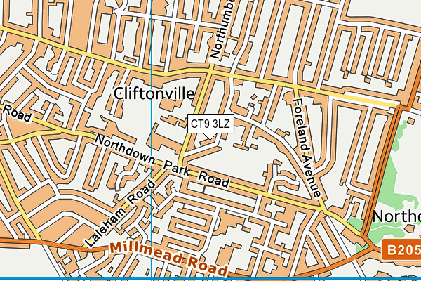 CT9 3LZ map - OS VectorMap District (Ordnance Survey)