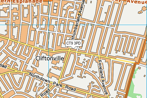 CT9 3PD map - OS VectorMap District (Ordnance Survey)