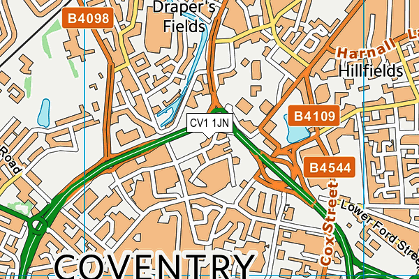 CV1 1JN map - OS VectorMap District (Ordnance Survey)