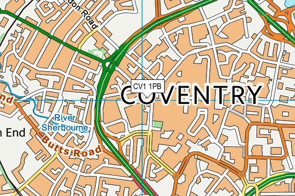 CV1 1PB map - OS VectorMap District (Ordnance Survey)