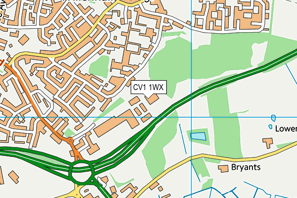 CV1 1WX map - OS VectorMap District (Ordnance Survey)