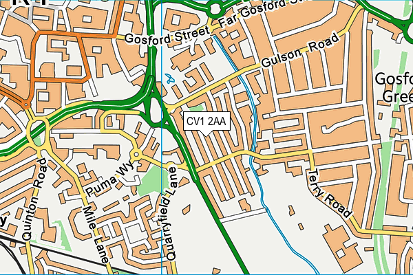 CV1 2AA map - OS VectorMap District (Ordnance Survey)