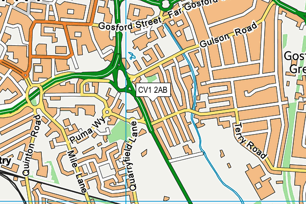 CV1 2AB map - OS VectorMap District (Ordnance Survey)