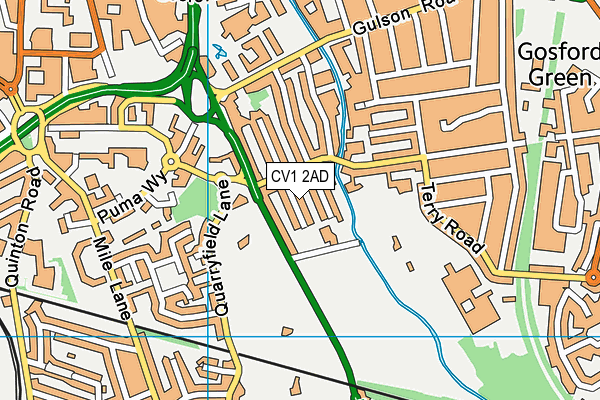 CV1 2AD map - OS VectorMap District (Ordnance Survey)