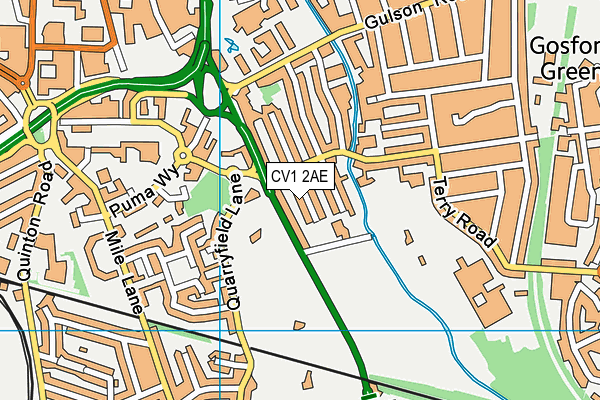 CV1 2AE map - OS VectorMap District (Ordnance Survey)