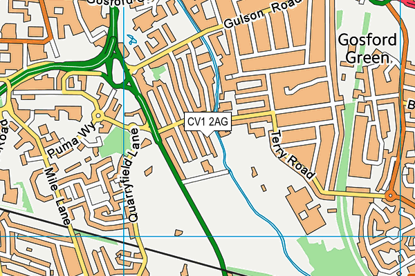 CV1 2AG map - OS VectorMap District (Ordnance Survey)