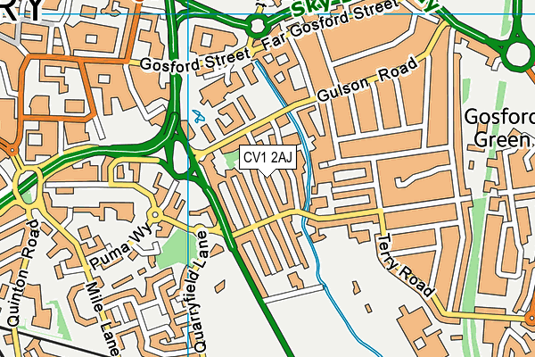 CV1 2AJ map - OS VectorMap District (Ordnance Survey)