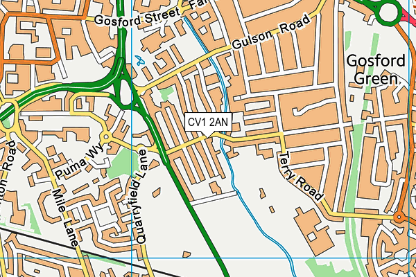 CV1 2AN map - OS VectorMap District (Ordnance Survey)