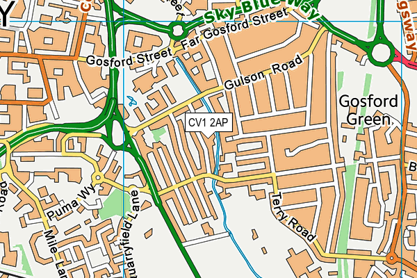 CV1 2AP map - OS VectorMap District (Ordnance Survey)