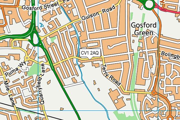 CV1 2AQ map - OS VectorMap District (Ordnance Survey)