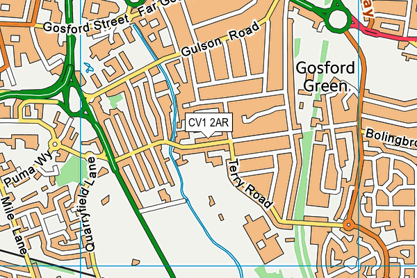 CV1 2AR map - OS VectorMap District (Ordnance Survey)