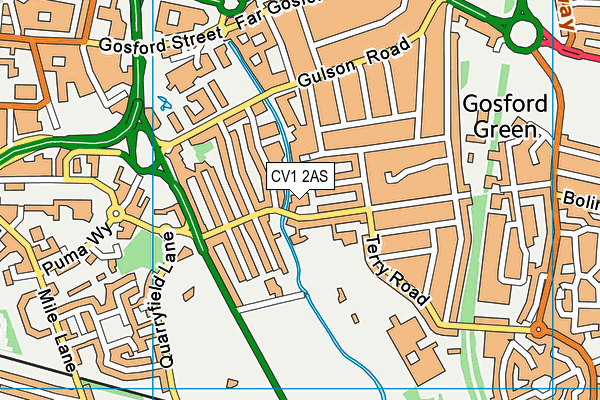 CV1 2AS map - OS VectorMap District (Ordnance Survey)