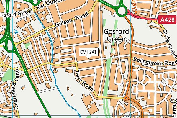 CV1 2AT map - OS VectorMap District (Ordnance Survey)