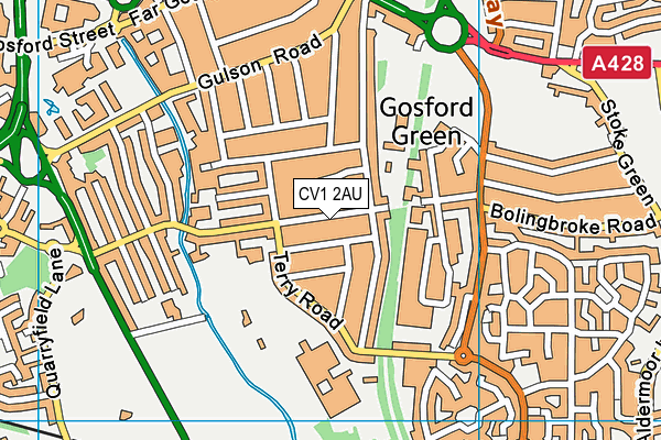 CV1 2AU map - OS VectorMap District (Ordnance Survey)