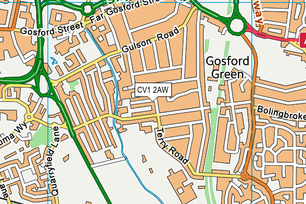 CV1 2AW map - OS VectorMap District (Ordnance Survey)