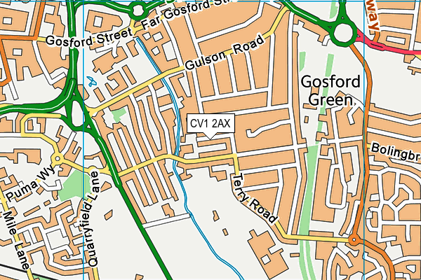 CV1 2AX map - OS VectorMap District (Ordnance Survey)