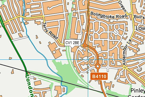 CV1 2BE map - OS VectorMap District (Ordnance Survey)