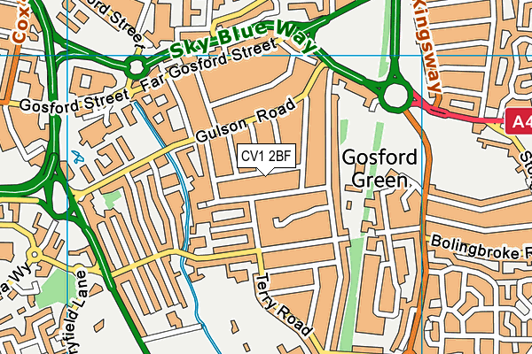 CV1 2BF map - OS VectorMap District (Ordnance Survey)